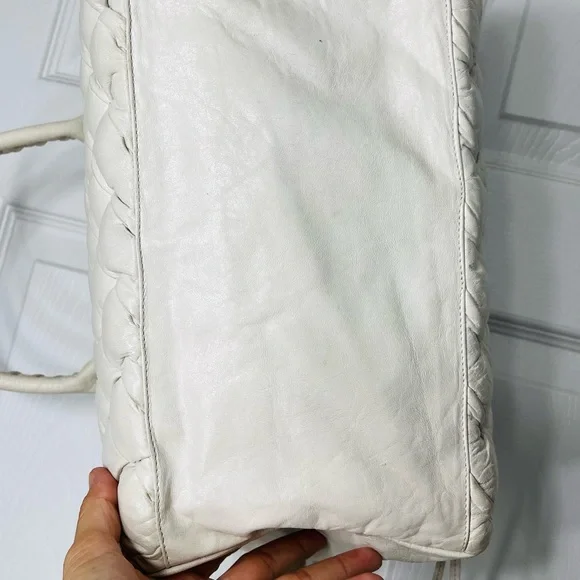 Balenciaga White Quilted Satchel with Pouch
